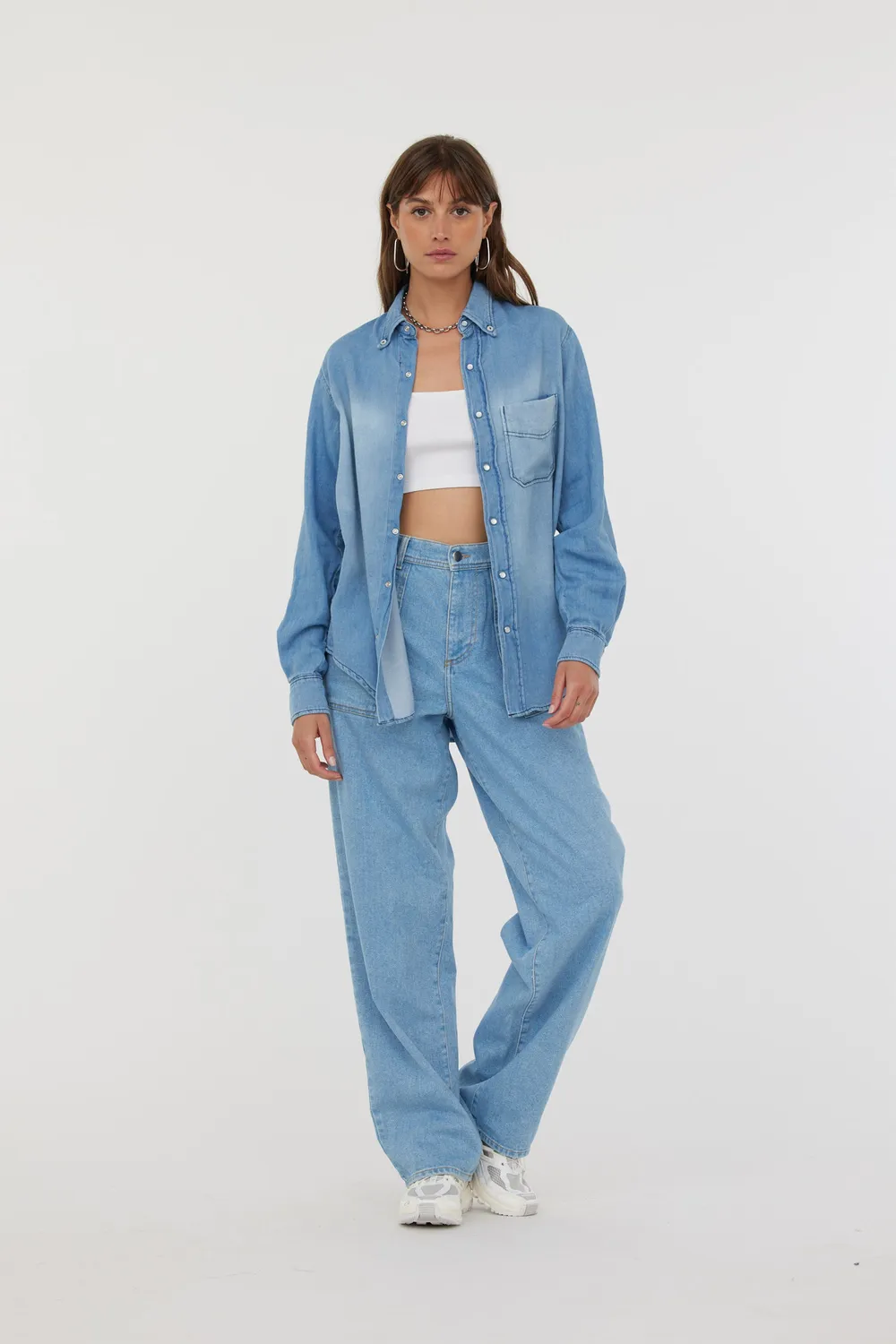 acquaverde Hope jeans baggy Used Bleached 6 tasche