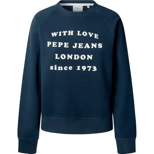 Pepe Jeans Bel Felpa Donna Beige Girocollo Logo