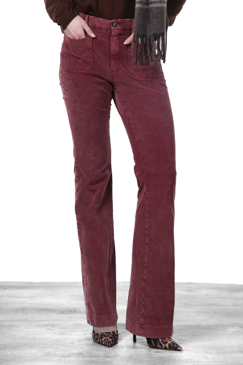 Mason's New York Flare pantalone chino donna mosto velluto slim