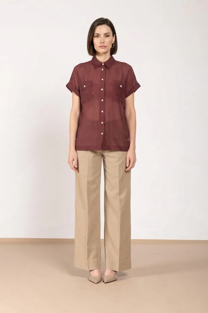 Mason's Natalie Camicia Donna Bordeaux Manica Corta