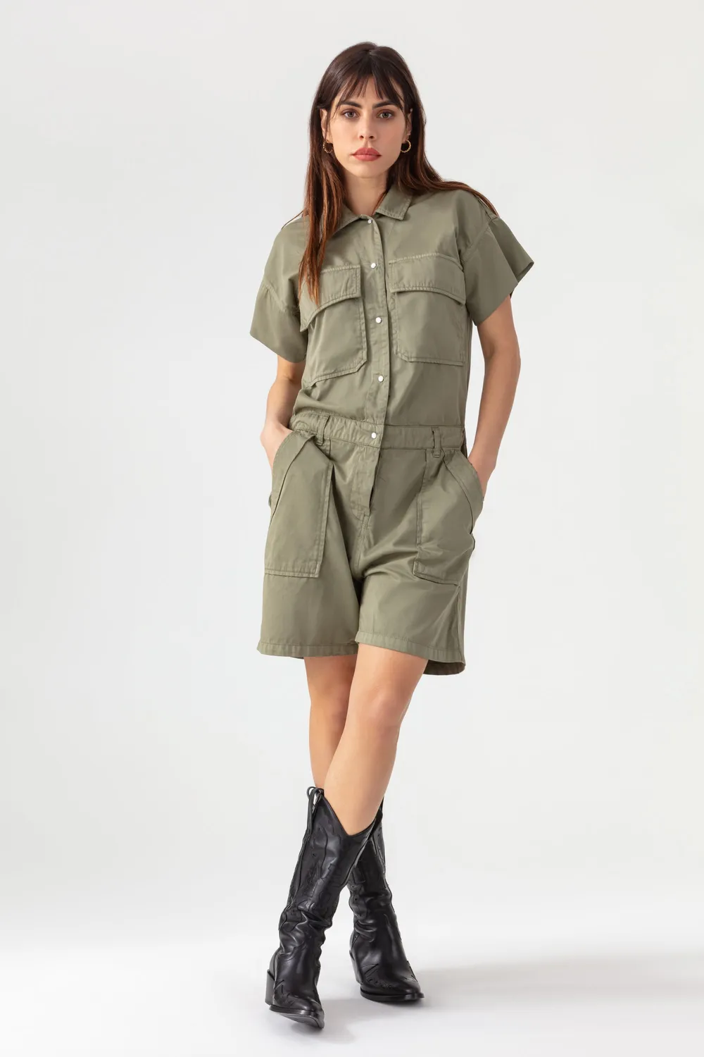 acquaverde Joey tuta corta Light Kaki gabardine