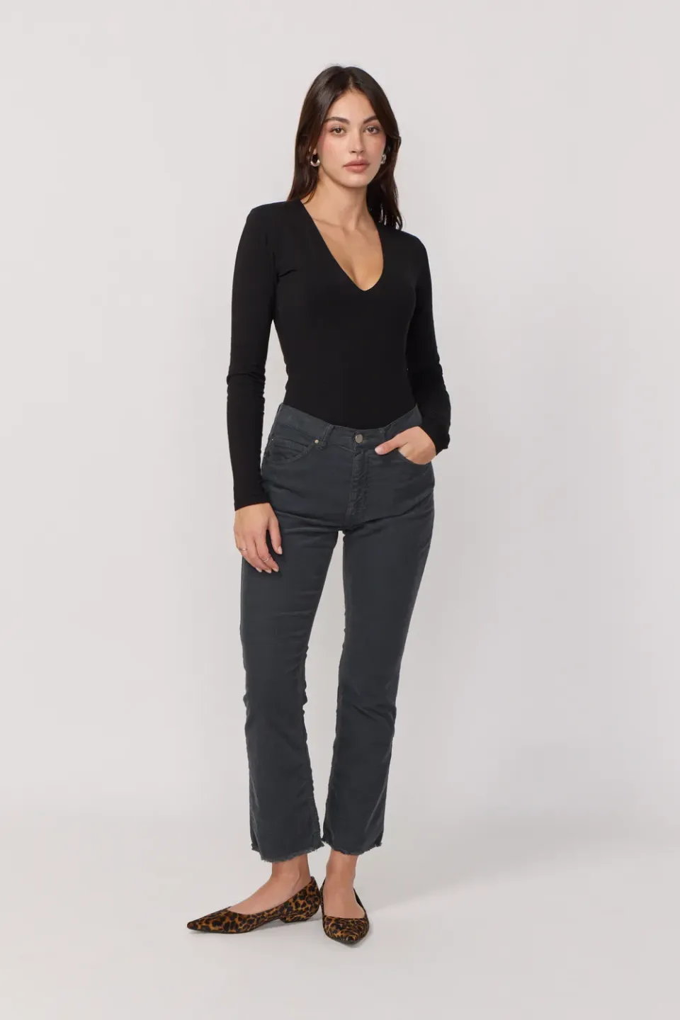 acquaverde Cara pantaloni velluto antracite bootcut