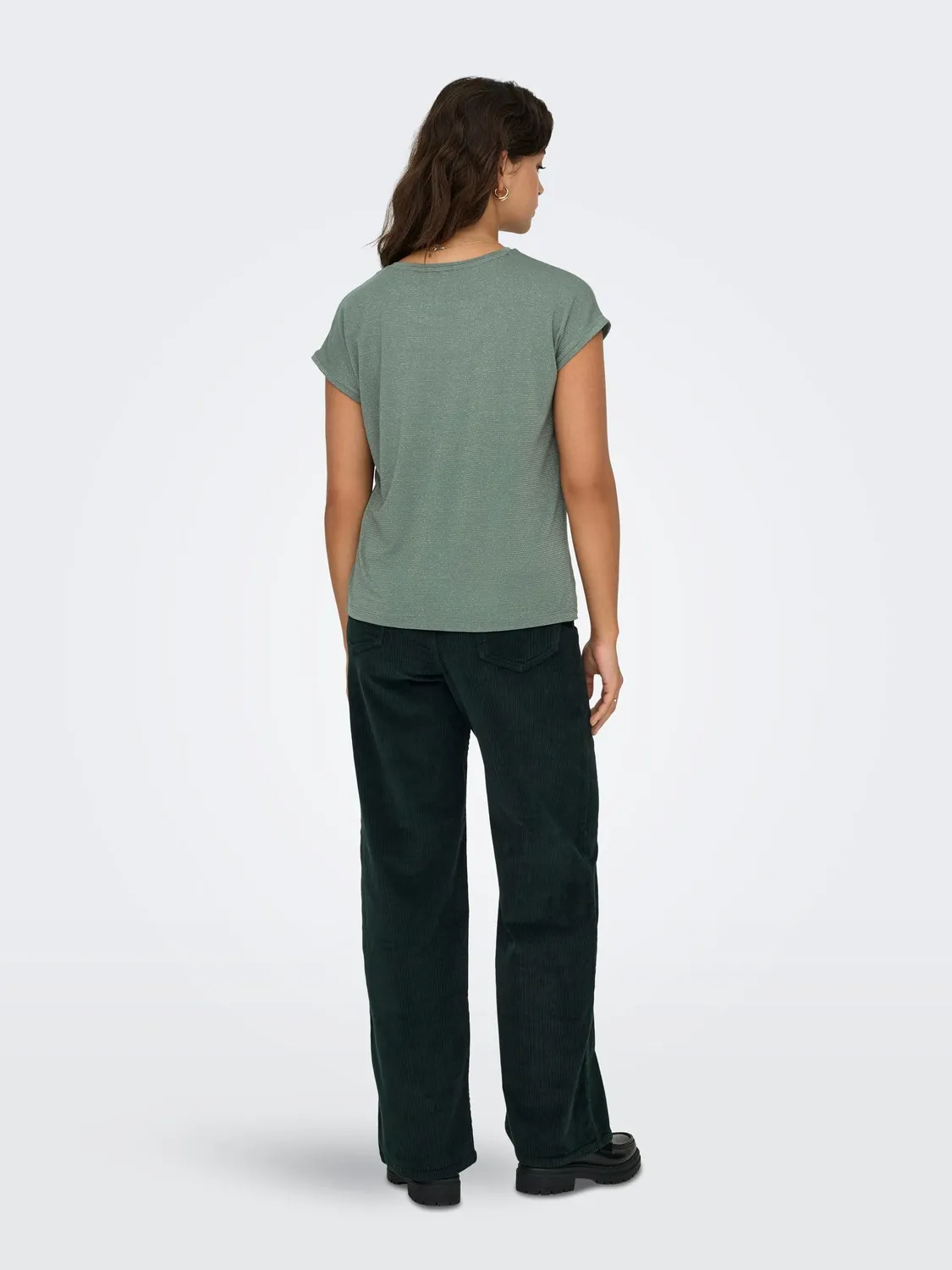 ONLY Maglia Donna Righe Brillantini scollo rotondo nera