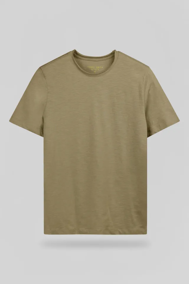 Teddy Smith T-Perry t-shirt kaki sabbia collo raw edge