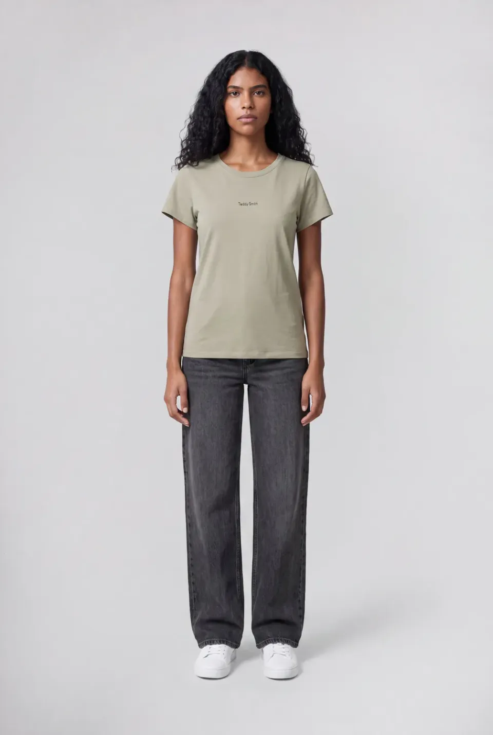 Teddy Smith T-Ribelle MC T-Shirt Donna Bleach Kaki Elasticizzata