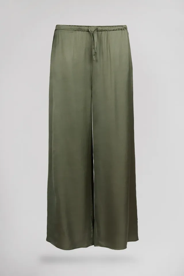 Teddy Smith P-Leonie pantalone donna Turbulence Kaki fluido satinato