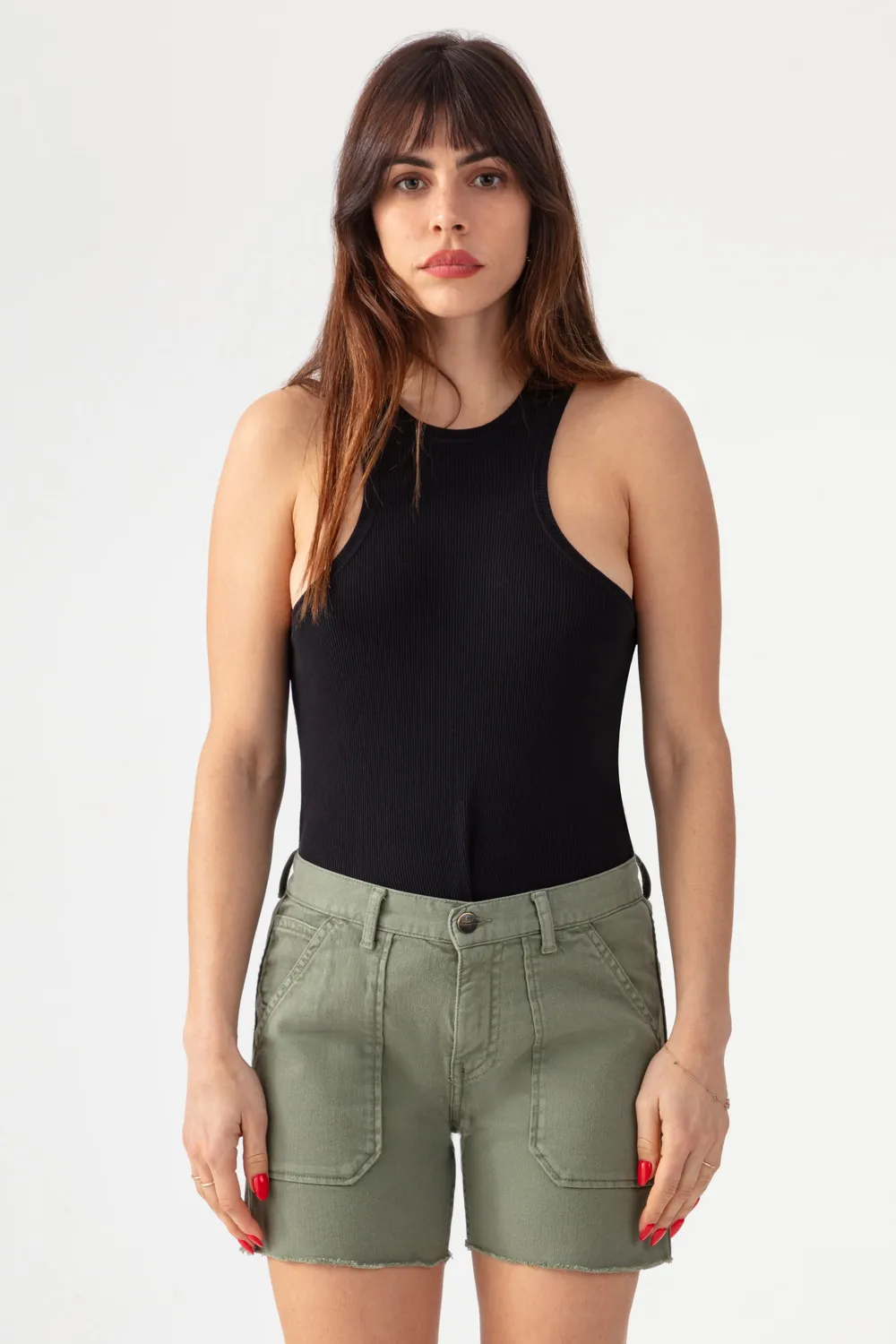 Acquaverde Tools Light Kaki shorts donna sfrangiati