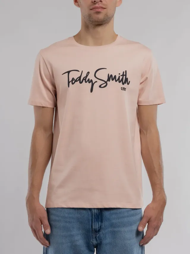 Teddy Smith T-Evry MC t-shirt rosa stampa puff