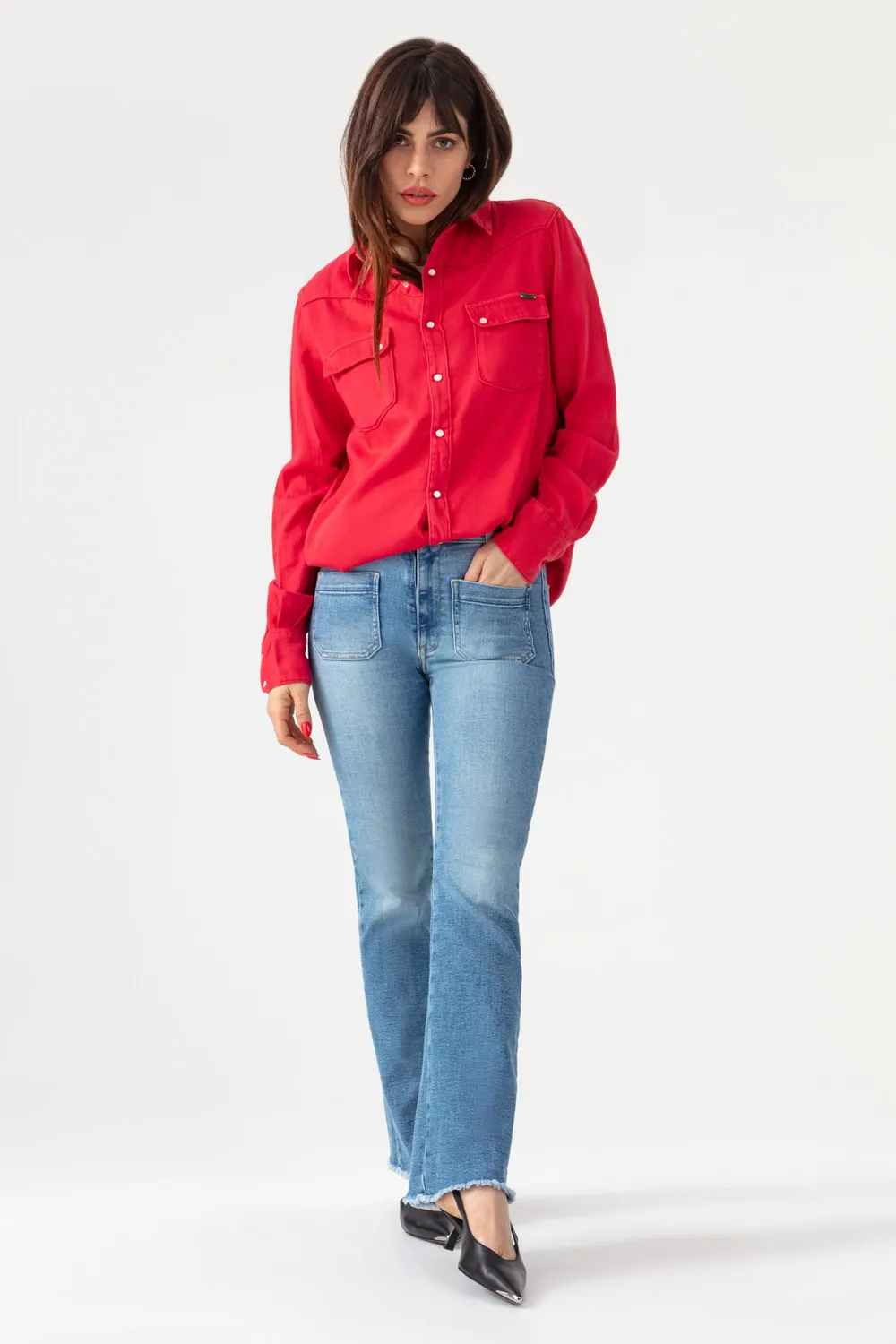 Acquaverde Clyde camicia rosa indien western