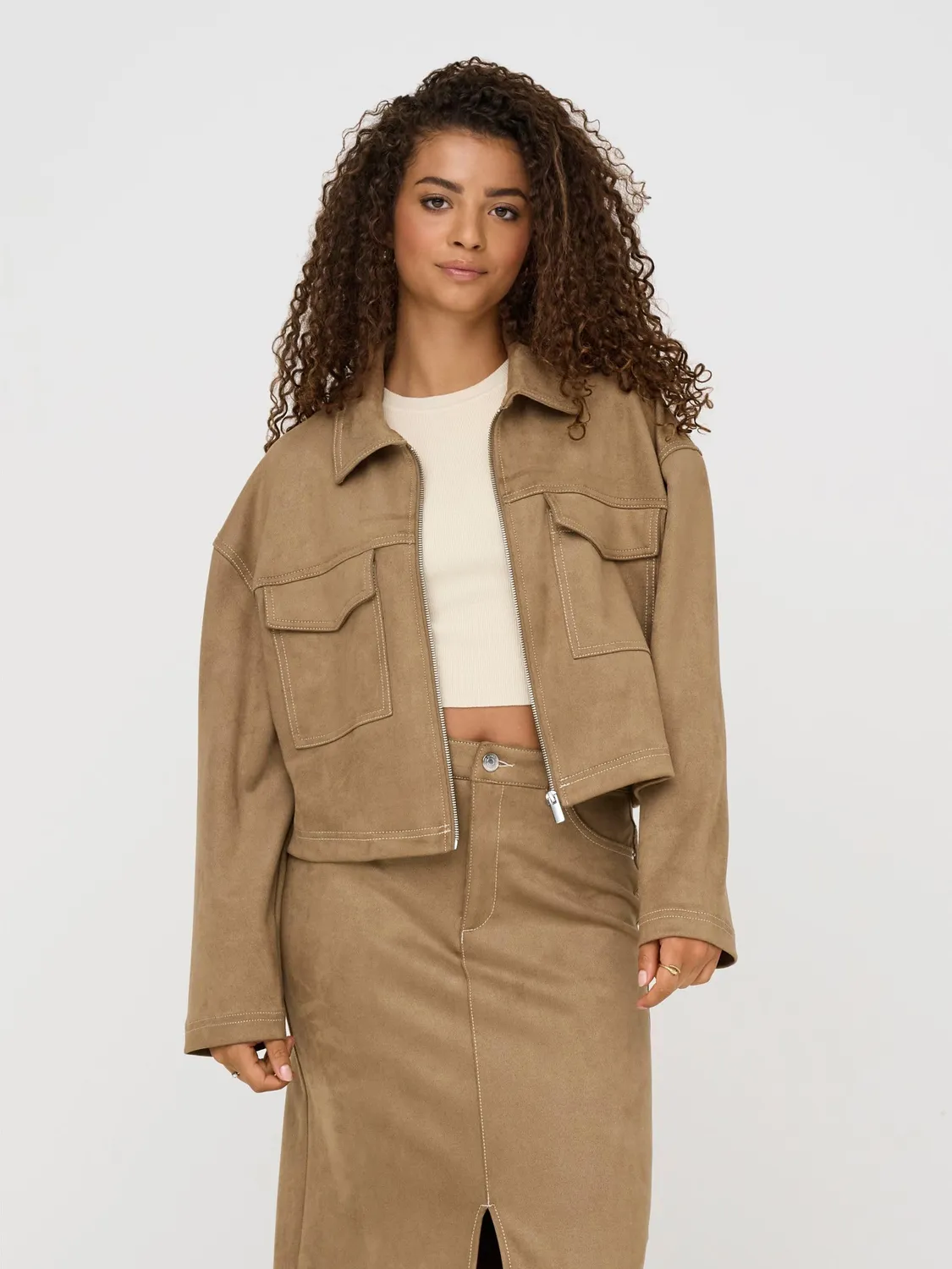 Only Onlstina Giacca Donna M Camoscio Crema