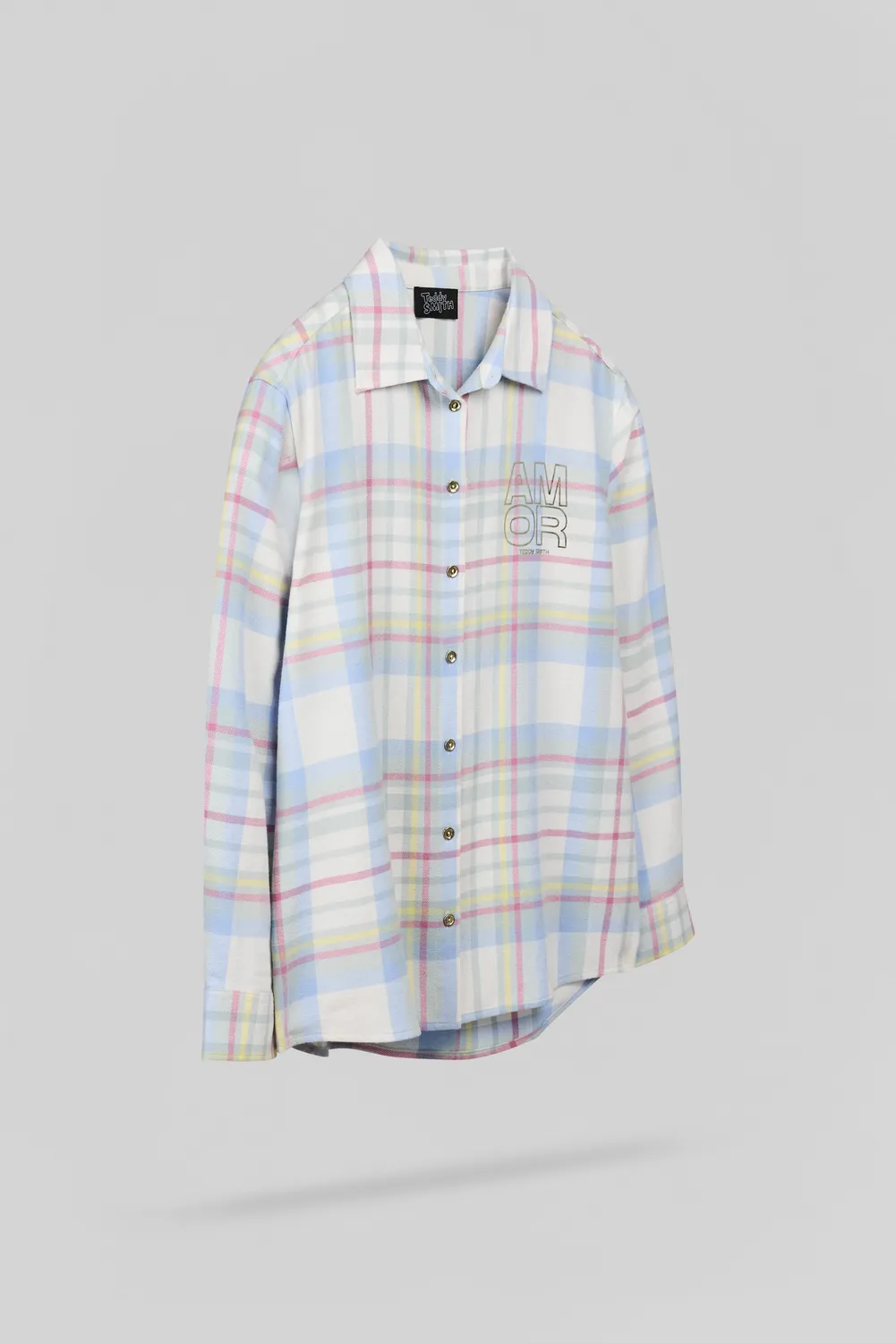 Teddy Smith C-Clara ML camicia flanella middle white quadri