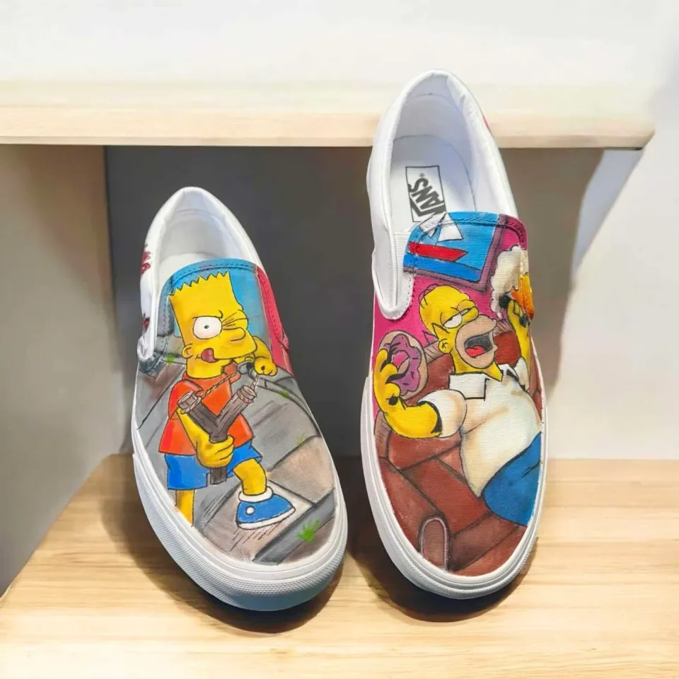 Vans Slip-On The Simpsons scarpe dipinte a mano