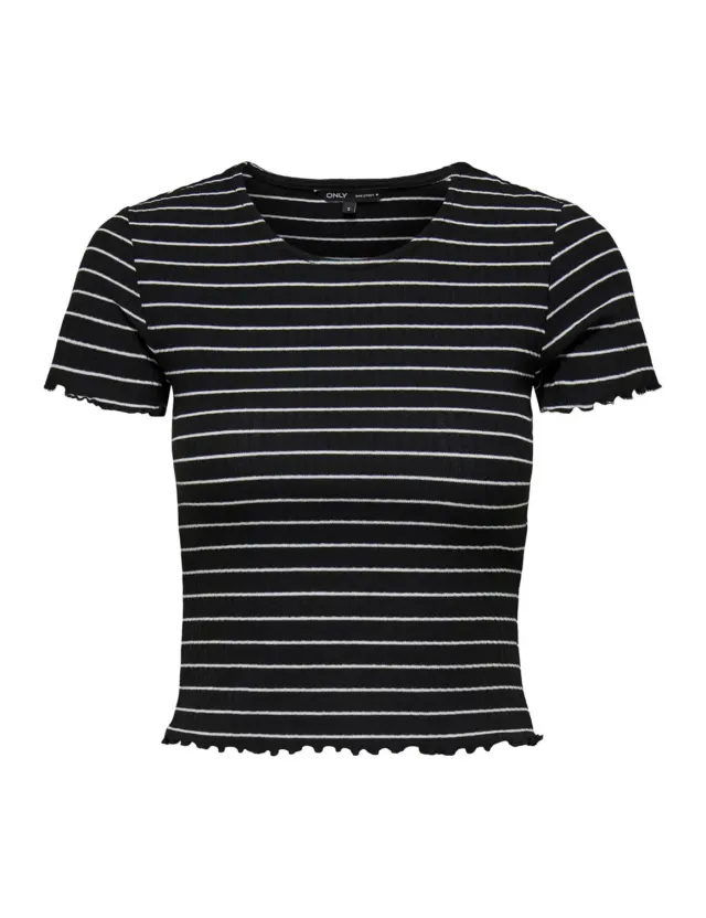 Only Onlemma Stripe top cropped donna scollo tondo