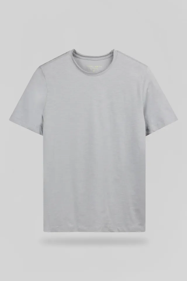 Teddy Smith T-Perry T-Shirt Uomo Blu Fumé Jersey Slub