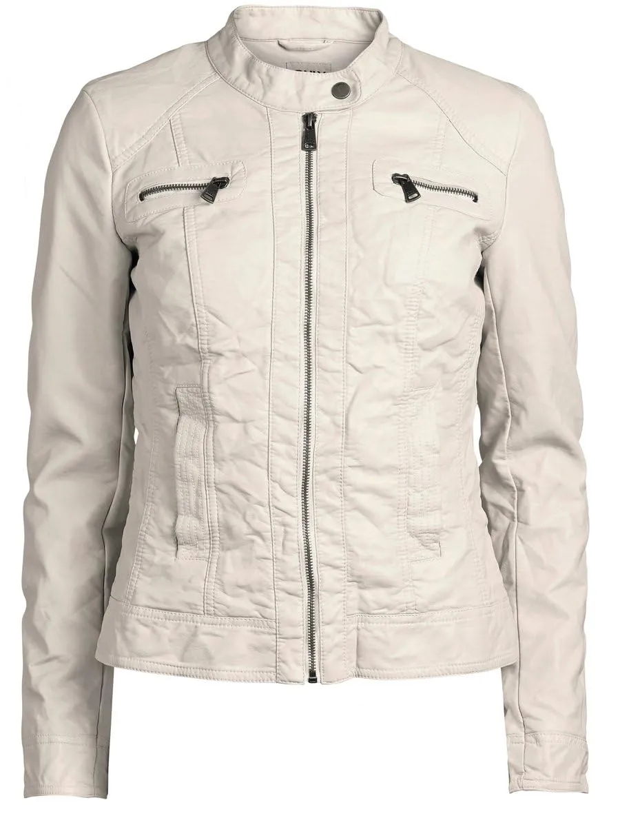ONLY Mao Giacca Pelle Donna S Nera Collo Coreano