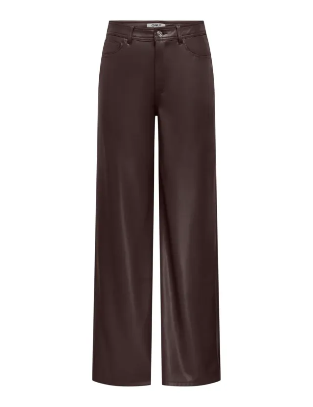 ONLY Onlsmooth HW Faux Leath Wide Pant pantaloni nero vita alta