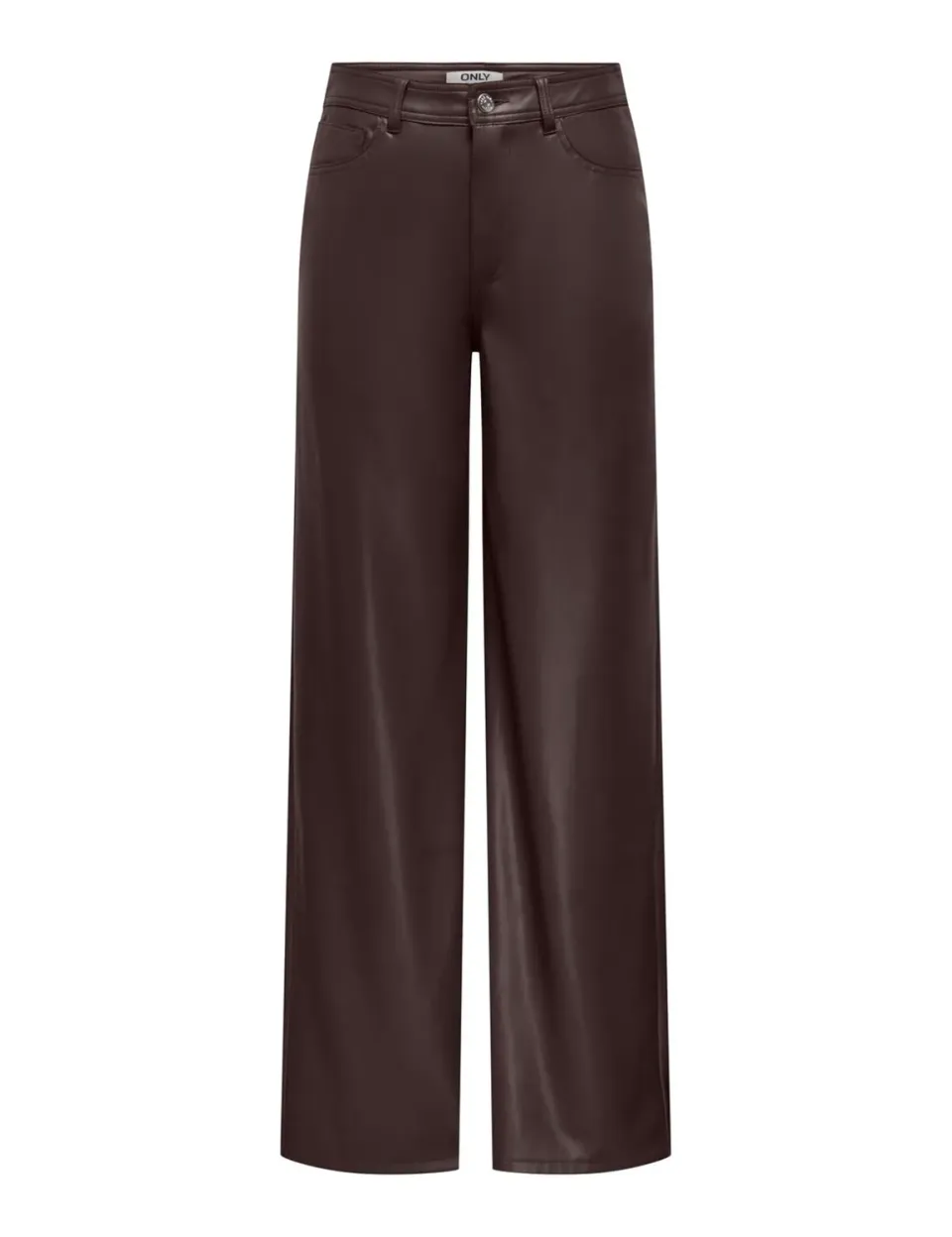 ONLY Onlsmooth HW Faux Leath Wide Pant pantaloni nero vita alta