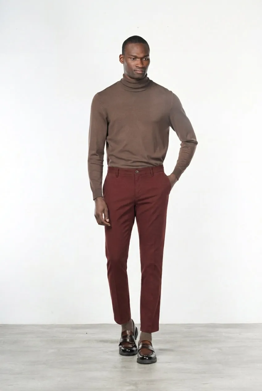 Mason's Milano chino uomo rosso scuro gabardina