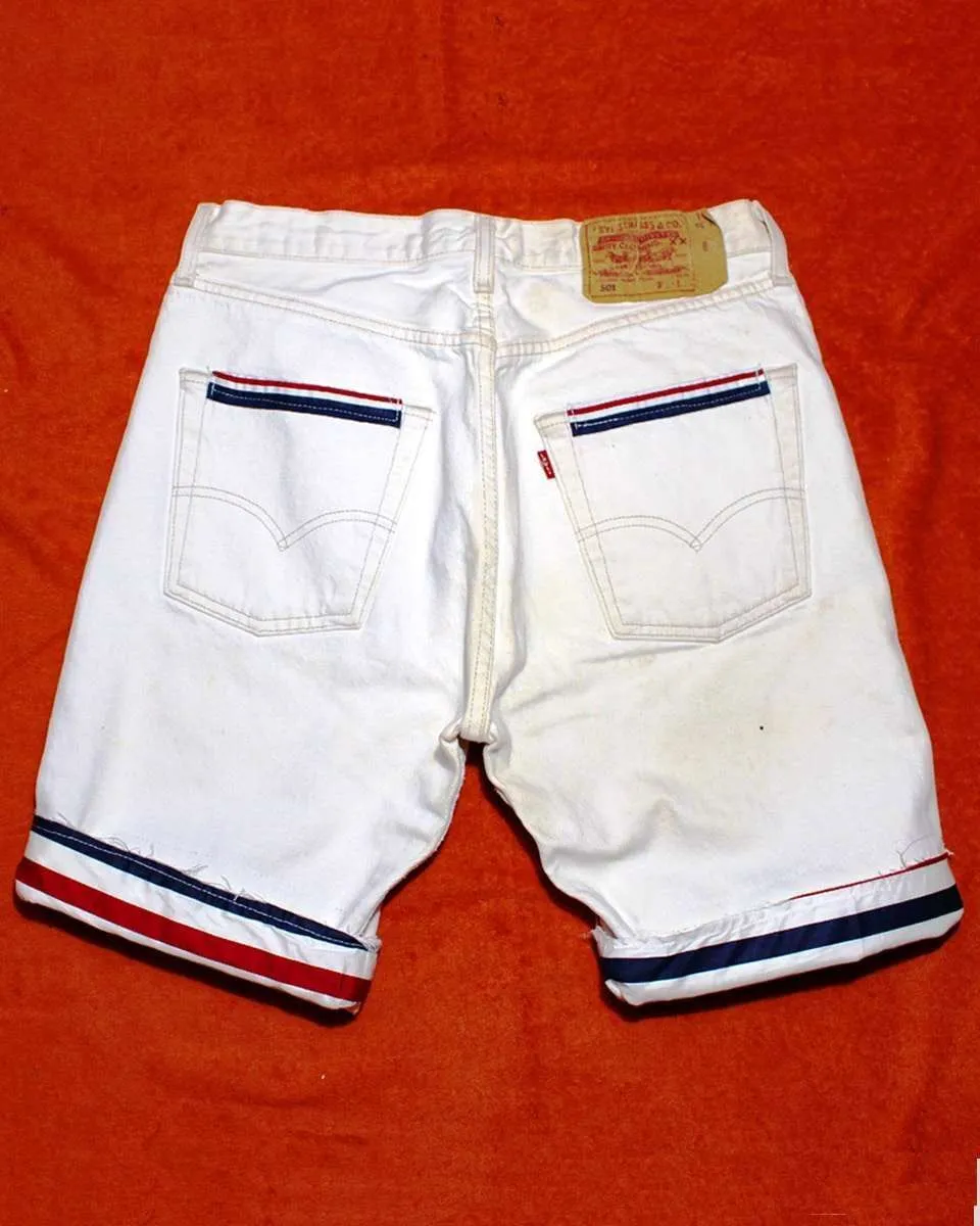 Levi's Vintage Hipster bermuda bianco dipinto a mano