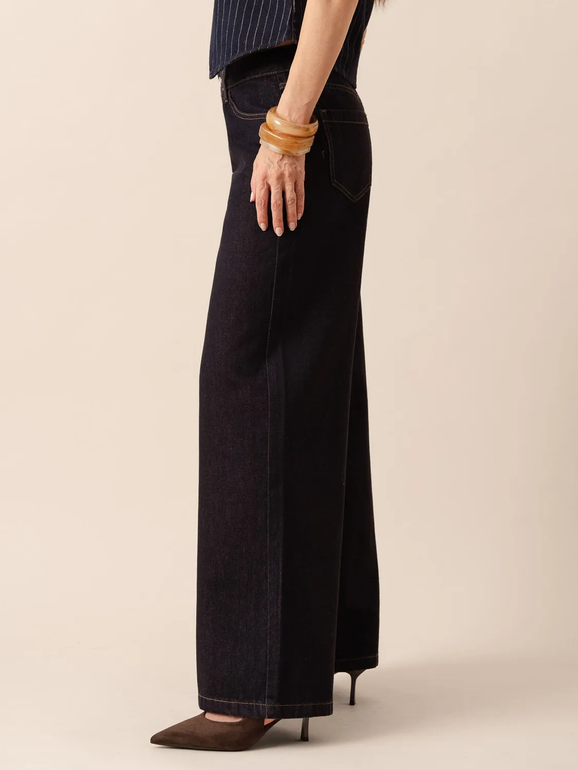Oraije Giovani jeans palazzo grezzo gamba larga