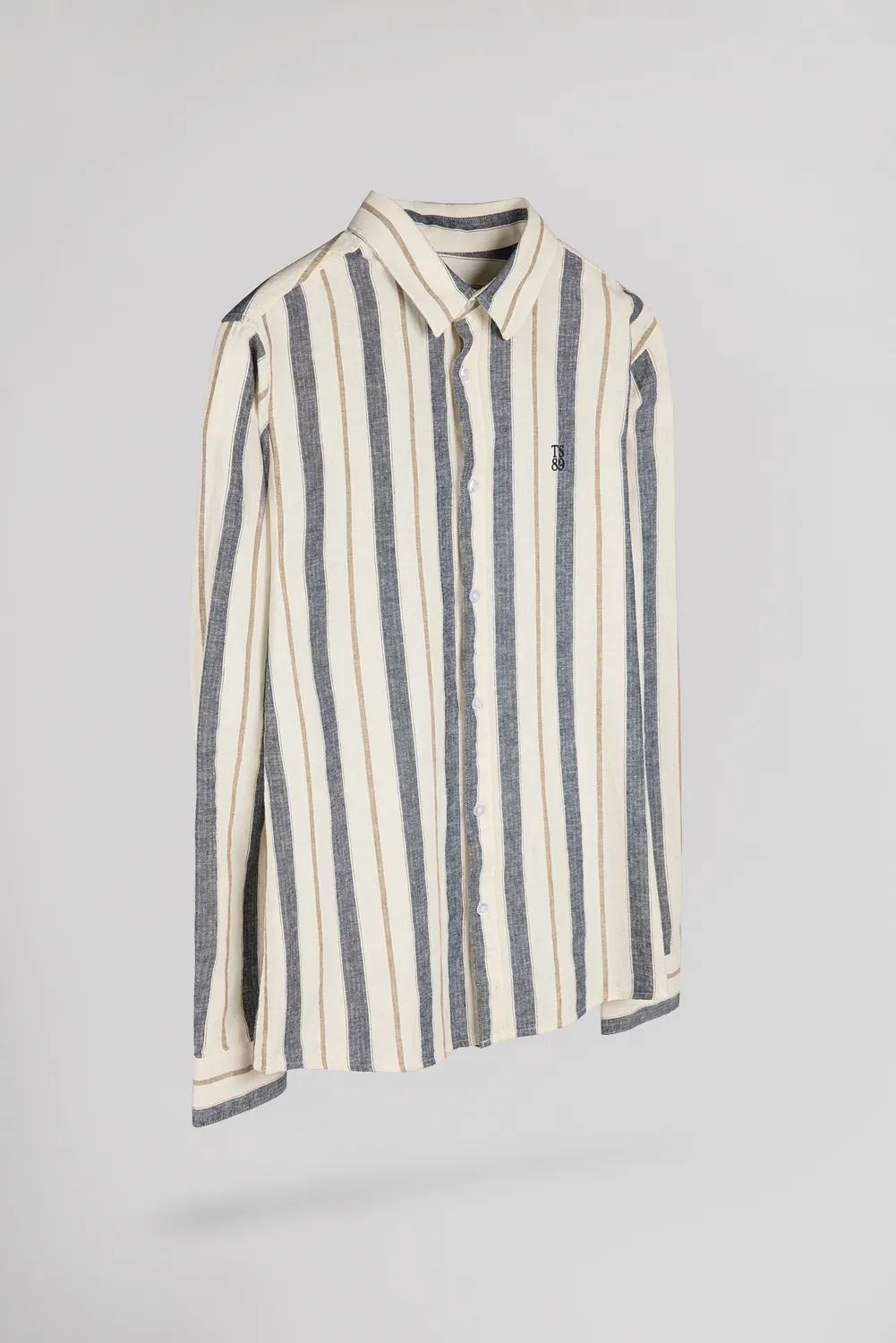 Teddy Smith C-Darius camicia uomo lino righe blu navy