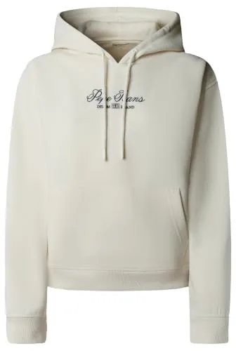 Pepe Jeans W New Flag Hoodie Felpa Donna Ricamata