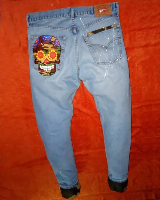 Never Say Never Levi's jeans vintage teschi camouflage