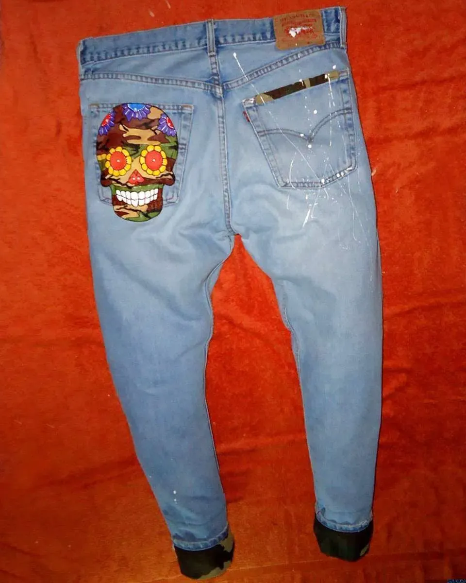 Never Say Never Levi's jeans vintage teschi camouflage