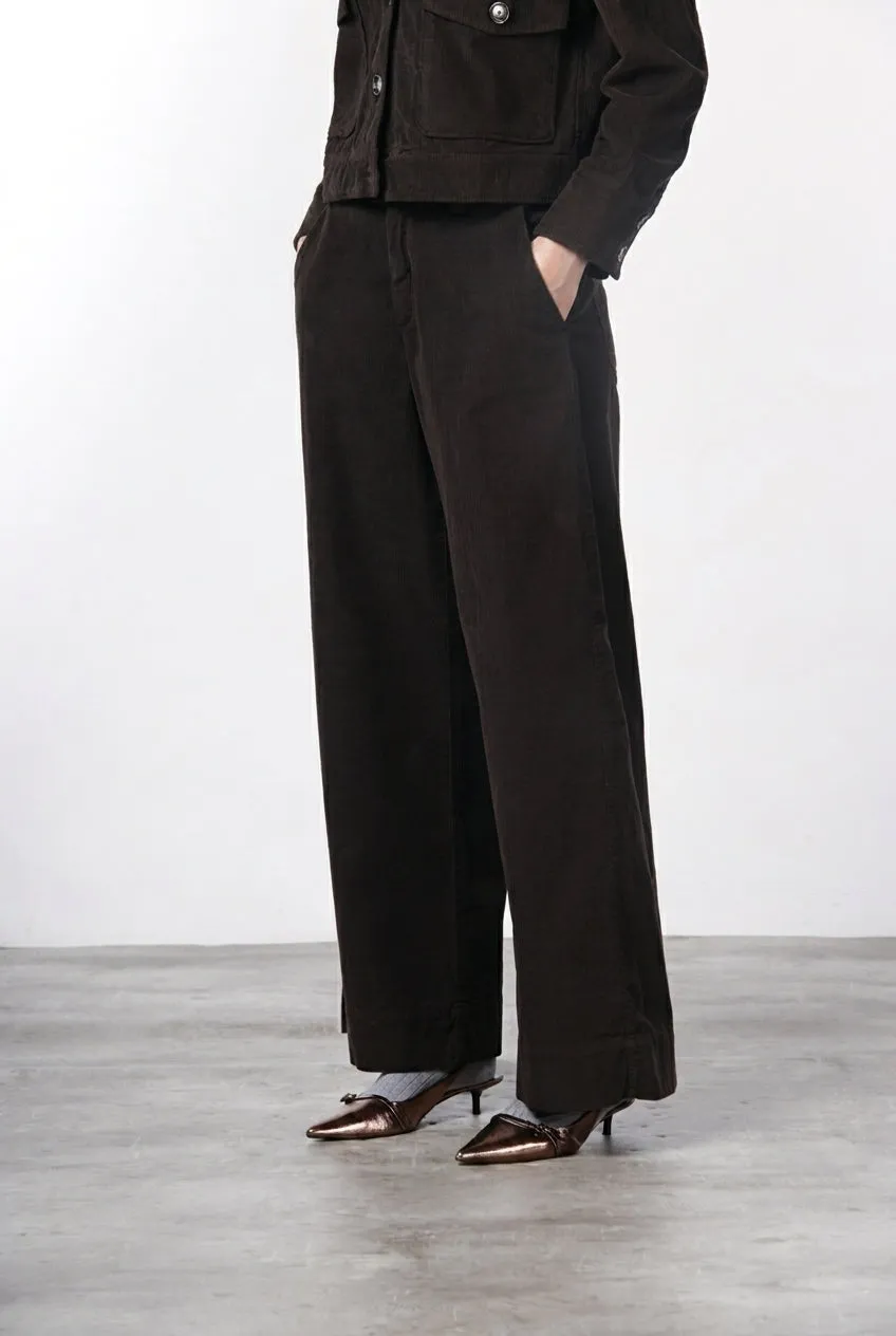 Mason's New York Wide pantalone chino donna marrone velluto
