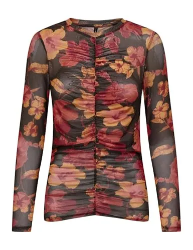 ONLY Onlparis Ruching Top Donna Nero Arricciato