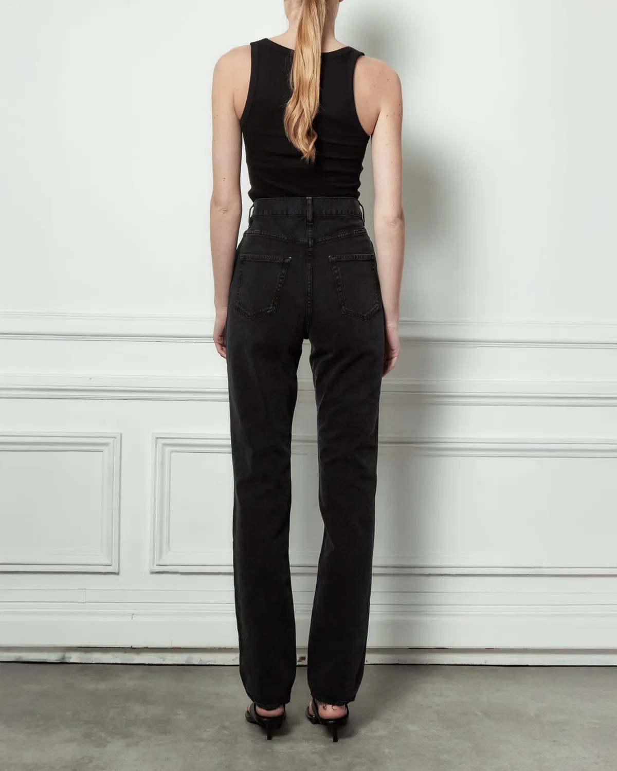 acquaverde April jeans dritti Black Stone denim pesante