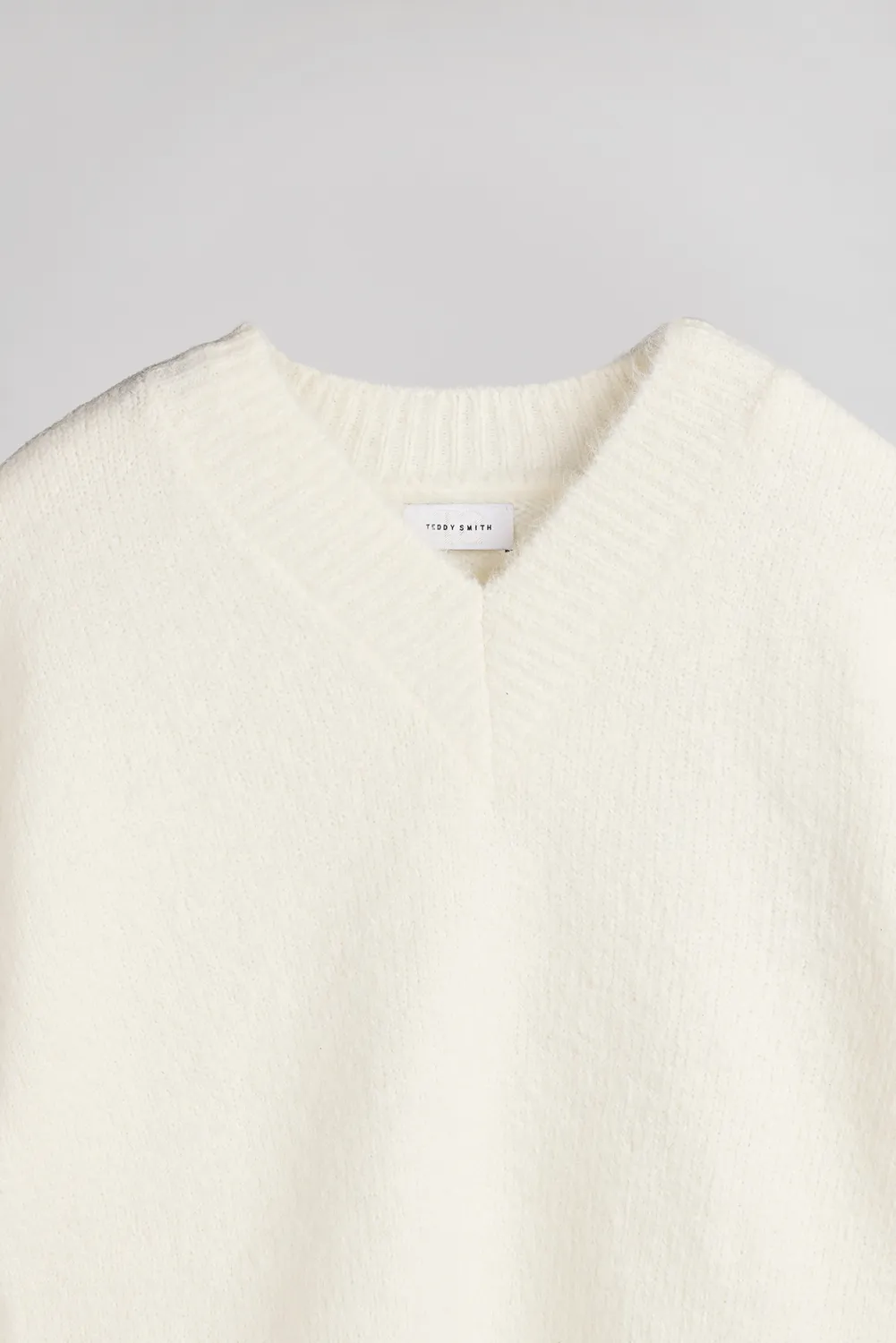 Teddy Smith P-Keith Middle White maglione scollo V panna