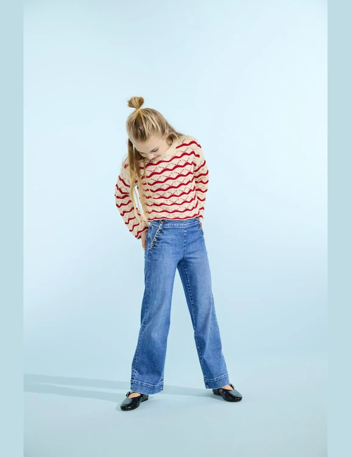 Only Kids Kogmadison Wide Jeans Bambina 164 Vita Alta