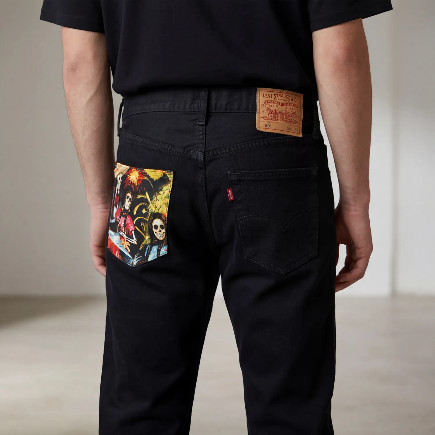 Never Say Never Levi's Vintage Teschi jeans nero tessuto