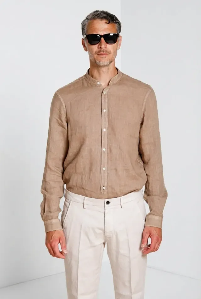 Mason's Porto camicia uomo lino beige medio