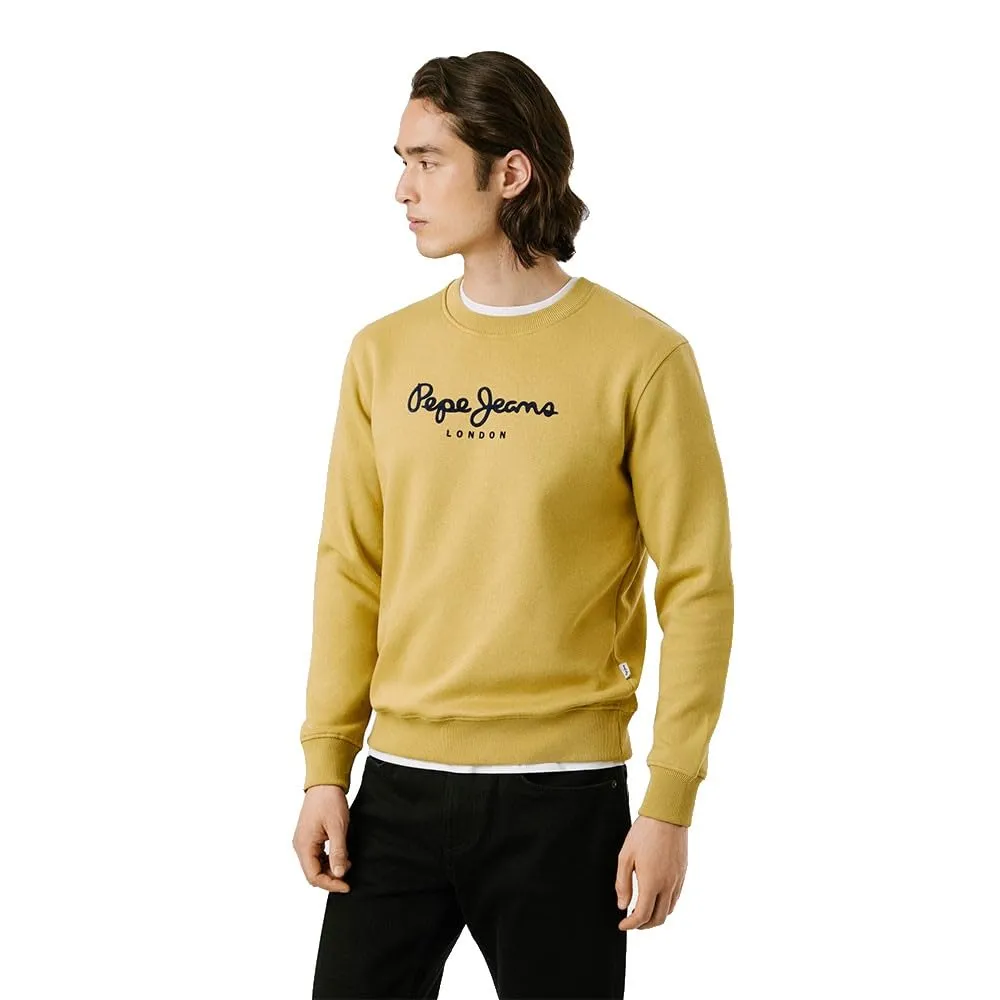 Pepe Jeans Macbeth Plain Crew Felpa Uomo Gialla Logo Grande