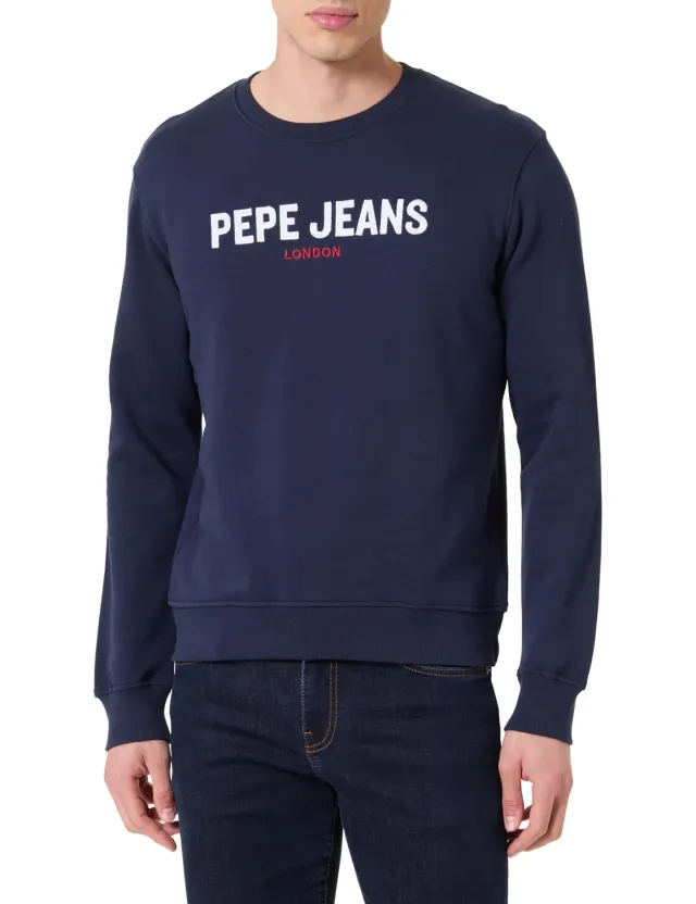 Pepe Jeans Big Logo Flag Crew Felpa Uomo L Blu Navy Logo