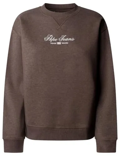 Pepe Jeans W New Flag Crew felpa donna marrone cotone
