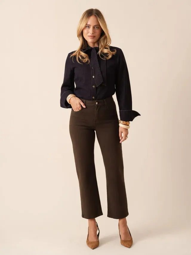 Oraije Solange jeans dritto cioccolato ampio