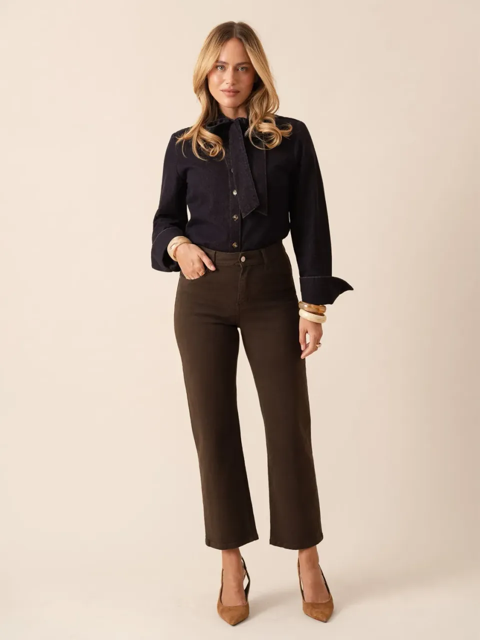 Oraije Solange jeans dritto cioccolato ampio