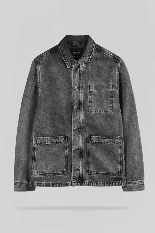 Teddy Smith V-Regent giacca denim uomo grey vintage
