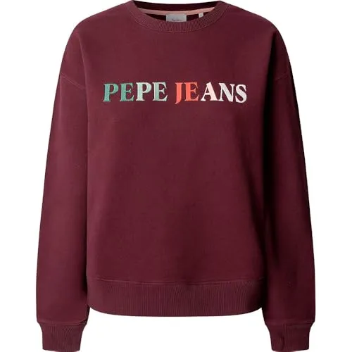 Pepe Jeans Reagan Felpa Donna Rosso Bordeaux girocollo