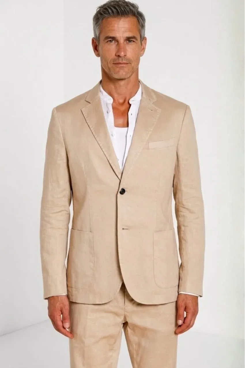 Mason's Da Vinci blazer uomo beige twill lino cotone