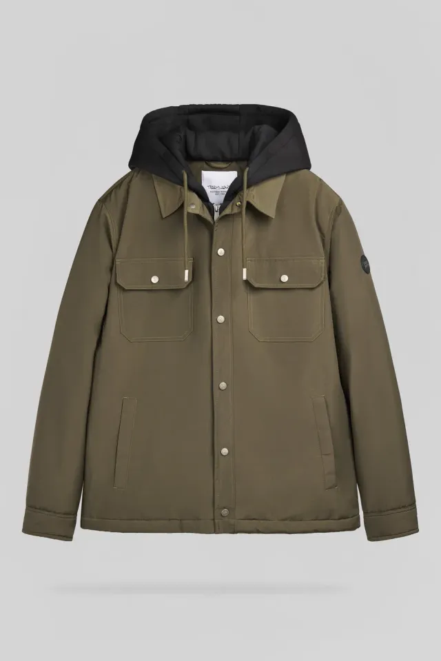 Teddy Smith B-Peterson giacca idrorepellente kaki cappuccio