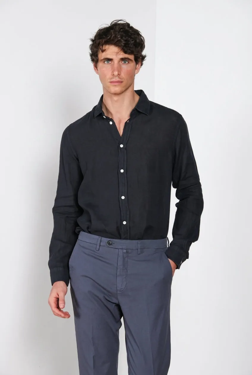 Mason's Torino camicia uomo in lino blu notte