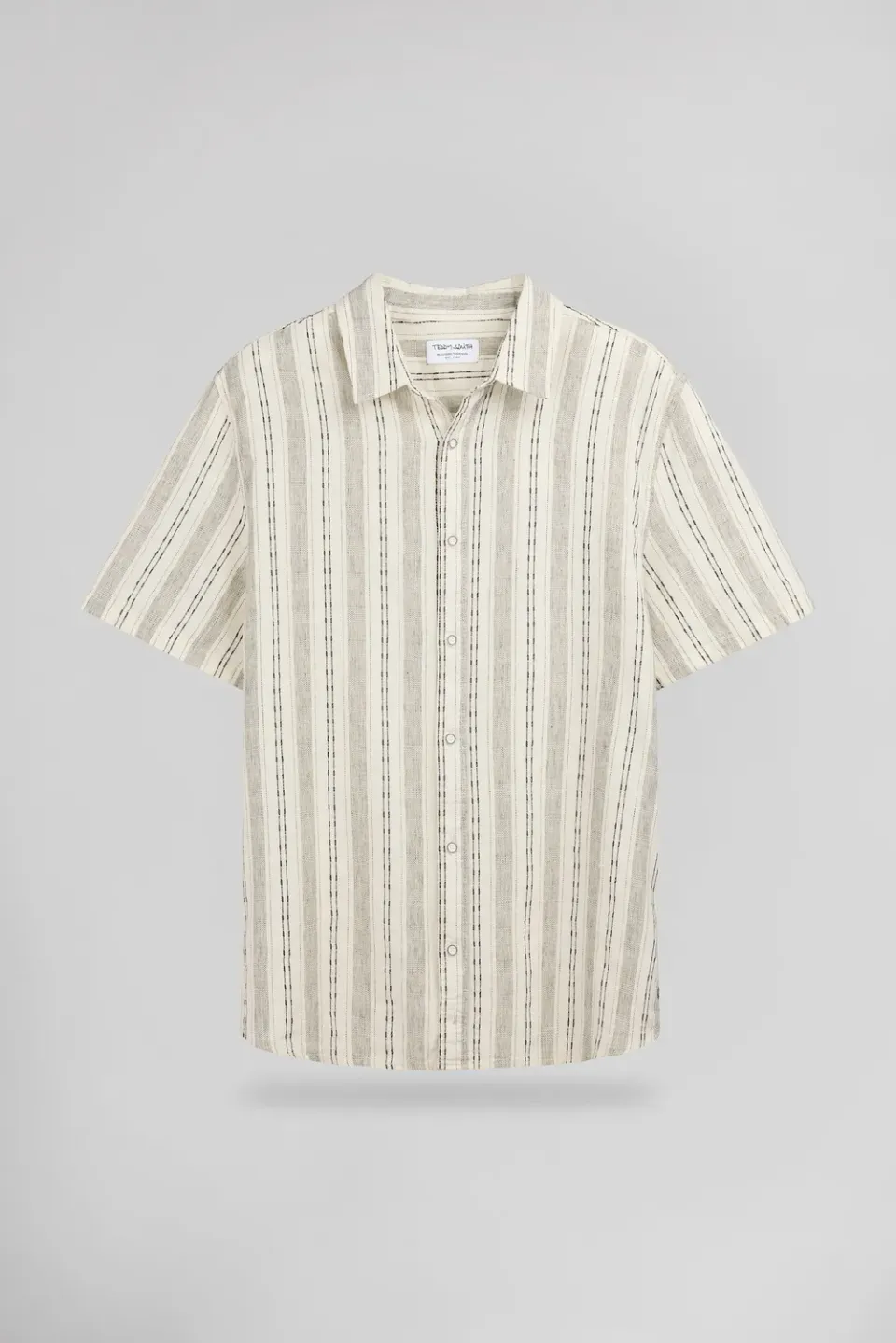 Teddy Smith C-PIETRO STRIPE camicia lino beige chiaro