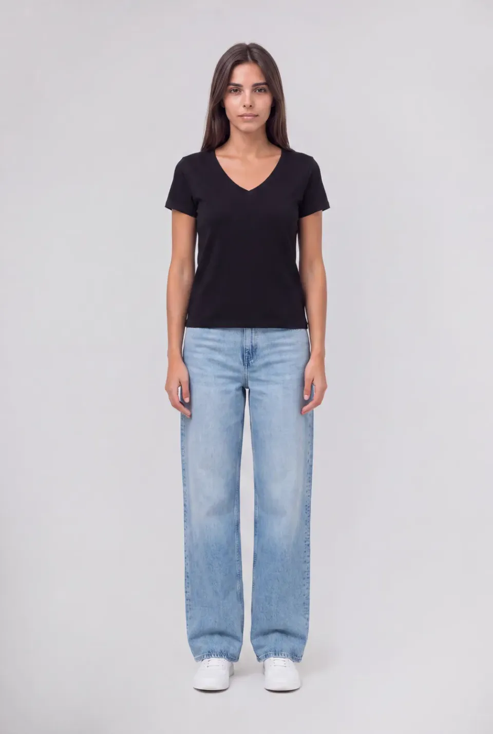 Teddy Smith T-Mia MC t-shirt donna nero scollo V modal