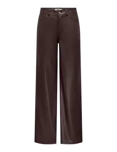 ONLY Onlsmooth HW Faux Leath Wide Pant pantaloni nero vita alta