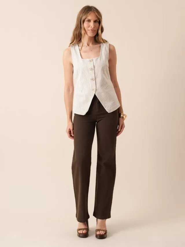 Oraije Barbara jeans dritti straight cioccolato