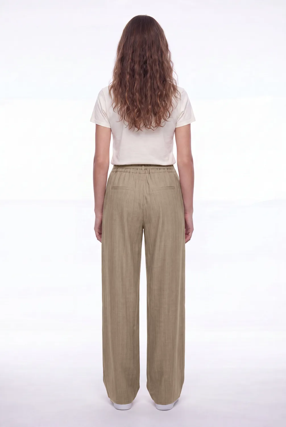 Teddy Smith P-Taylor Pantalone Donna Beige Gessato Relaxed